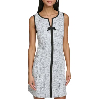 Karl Lagerfeld Speckled Bow Front Sheath Dress In Gray
