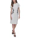 Karl Lagerfeld Scuba Crepe Soutache Dress In Multi