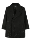 Karl Lagerfeld Sequin-embellished Double-breasted Coat In Black