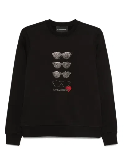 Karl Lagerfeld Sequin-embellished Sweatshirt In Black