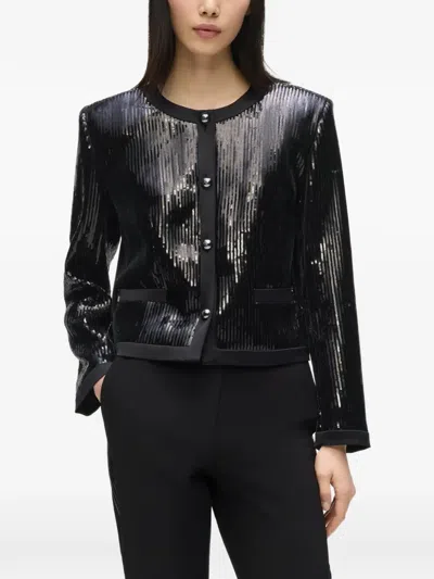 Karl Lagerfeld Sequin Jacket In Black