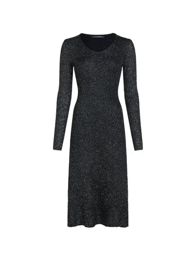 Karl Lagerfeld Sequin Knitted Dress In Black