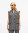 Karl Lagerfeld Sequin Lapel Tweed Gilet In Gray