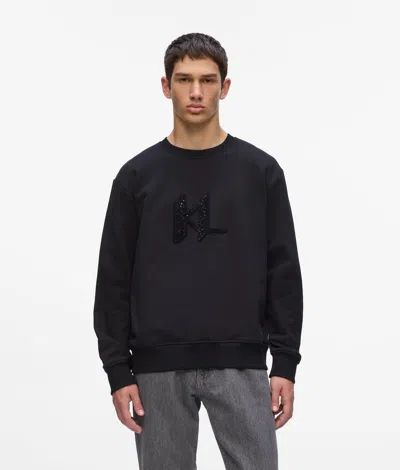 Karl Lagerfeld Sequin Monogram Sweatshirt In Black