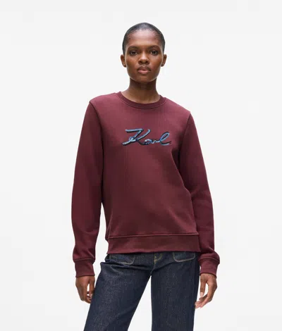 Karl Lagerfeld Sequin Signature Sweatshirt In Burgundy