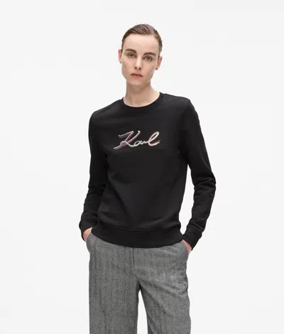 Karl Lagerfeld Sequin Signature Sweatshirt In Black