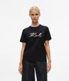 Karl Lagerfeld Sequin Signature T-shirt In Black