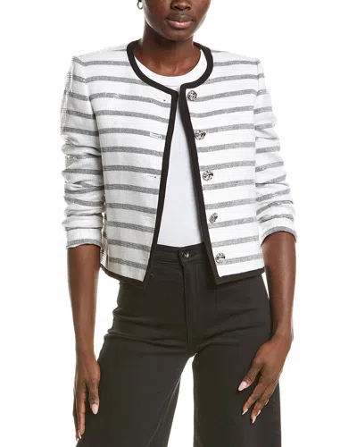 Karl Lagerfeld Sequin Stripe Jacket In White