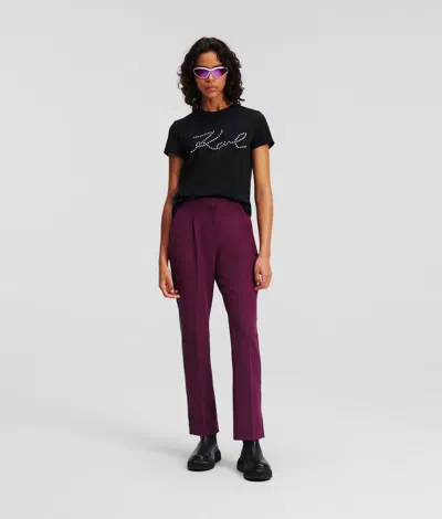 Karl Lagerfeld Sequin Tape Trousers In Purple