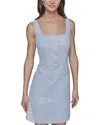 Karl Lagerfeld Sequin Tweed A Line Dress In Chambray Blue Multi