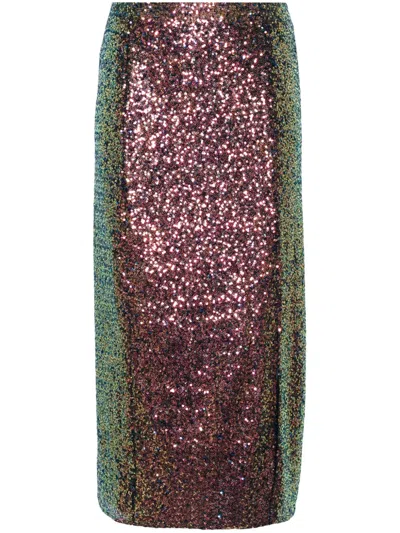 Karl Lagerfeld Sequinned Midi Skirt In Multicolour