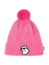 Karl Lagerfeld Sequinned Pompom Beanie In Pink