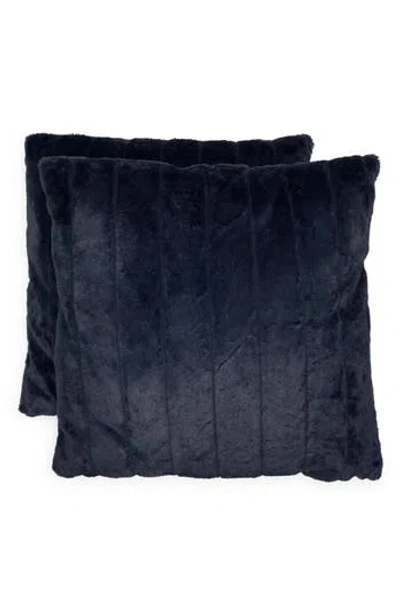 Karl Lagerfeld Set Of 2 Faux Fur Accent Pillows In Blue
