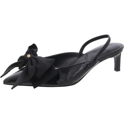 Karl Lagerfeld Sharla Bow Womens Bow Man Made Slingback Heels In Black