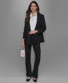 Karl Lagerfeld Shawl Collar Blazer Tie Neck Blouse Wide Leg Pants In Black