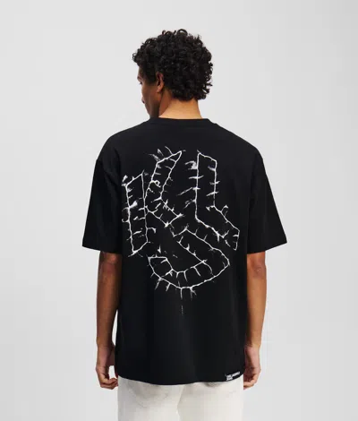 Karl Lagerfeld Shibori Monogram T-shirt In Black
