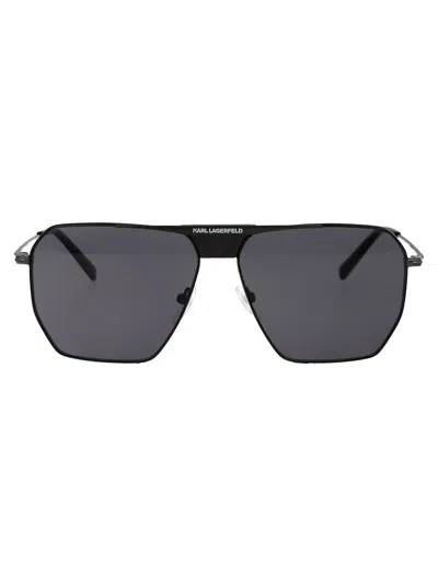 Karl Lagerfeld Shiny Black Metal Sunglasses