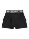 Karl Lagerfeld Logo-waistband Pleat-detail Shorts In Black