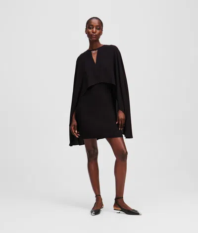 Karl Lagerfeld Mini Cape Dress In Schwarz