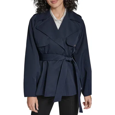 Karl Lagerfeld Short Flared Trench Coat In Multi