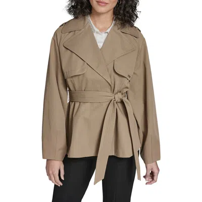 Karl Lagerfeld Short Flared Trench Coat In Multi