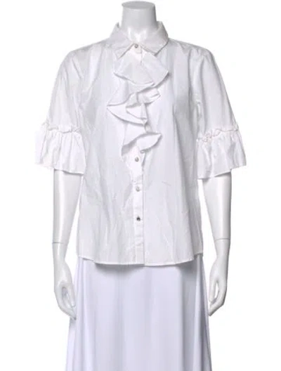Pre-owned Karl Lagerfeld Short Sleeve Blouse In White