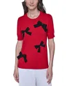 Karl Lagerfeld Short Sleeve Bow Sweater In Red