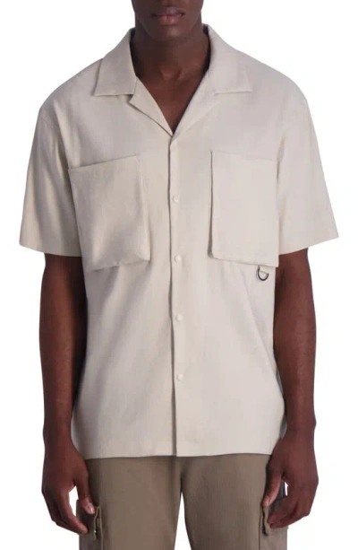 Karl Lagerfeld Short Sleeve Button-up Shirt In Natural