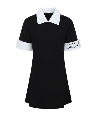 Karl Lagerfeld Kids' Short Sleeve Dress In Black