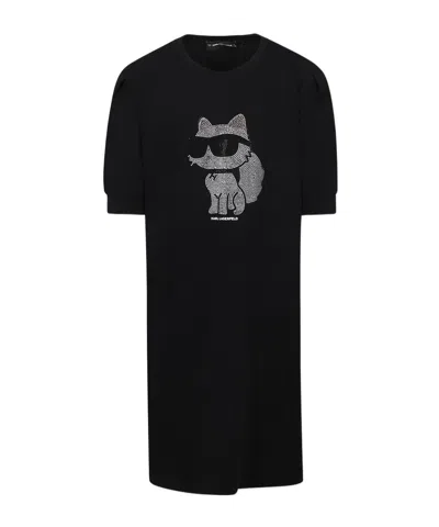 Karl Lagerfeld Kids' Short Sleeve Dress In Black