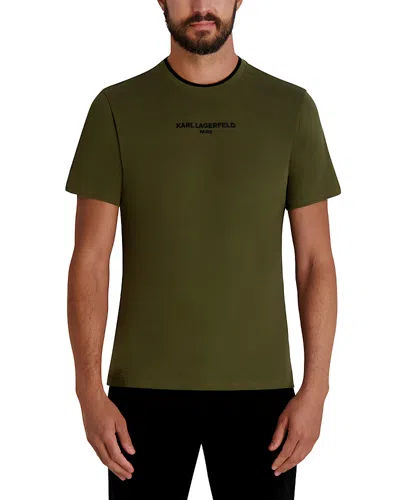 Karl Lagerfeld Short Sleeve Embroidered Logo Tee In Green