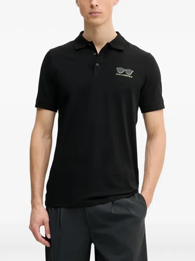 Karl Lagerfeld Short Sleeve Polo Shirt In Black