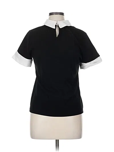 Pre-owned Karl Lagerfeld Short Sleeve Top Black Collared Neckline Tops