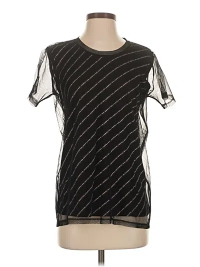 Pre-owned Karl Lagerfeld Short Sleeve Top Black Crew Neck Tops