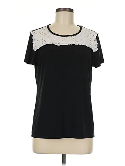 Pre-owned Karl Lagerfeld Short Sleeve Top Black Crew Neck Tops