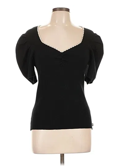 Pre-owned Karl Lagerfeld Short Sleeve Top Black Sweetheart Neckline Tops