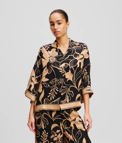 Karl Lagerfeld Short-sleeved Blouse In Black