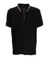 Karl Lagerfeld Zip Striped-collar Polo Shirt In Black