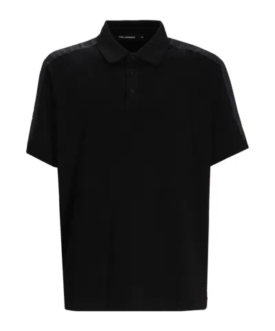 Karl Lagerfeld Short-sleeved Polo Shirt In Black