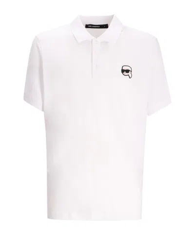 Karl Lagerfeld Short-sleeved Polo Shirt In White