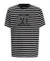 Karl Lagerfeld Striped Embroidered T-shirt In Black