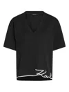 Karl Lagerfeld Short-sleeves V-neck T-shirt In Black