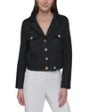 Karl Lagerfeld Short Tweed Jacket In Black