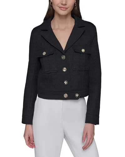 Karl Lagerfeld Short Tweed Jacket In Black