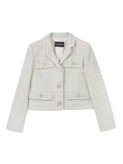 Karl Lagerfeld Short Twill Cotton Jacket In White