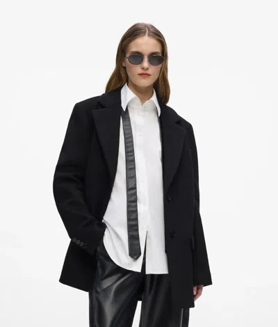 Karl Lagerfeld Short Wool-blend Coat In Black