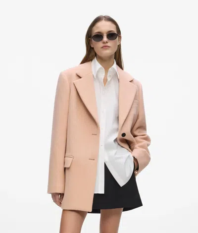 Karl Lagerfeld Short Wool-blend Coat In Pink