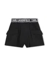 Karl Lagerfeld Logo-waistband Pleat-detail Shorts In Black
