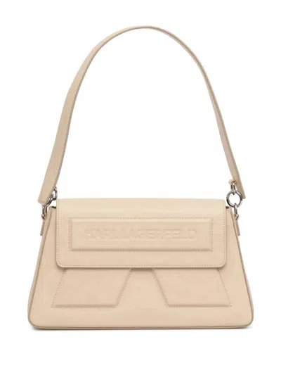 Karl Lagerfeld Shoulder Ikon Beige Relief Logo In Neutral
