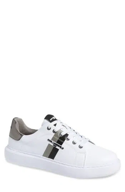 Karl Lagerfeld Side Stripe Logo Sneaker In White